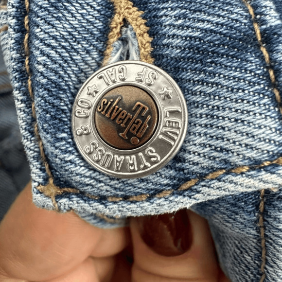 Levis Silver Tab Womens Mom Jeans Size 31 Blue High Rise Relaxed Minimalist - Picture 12 of 14